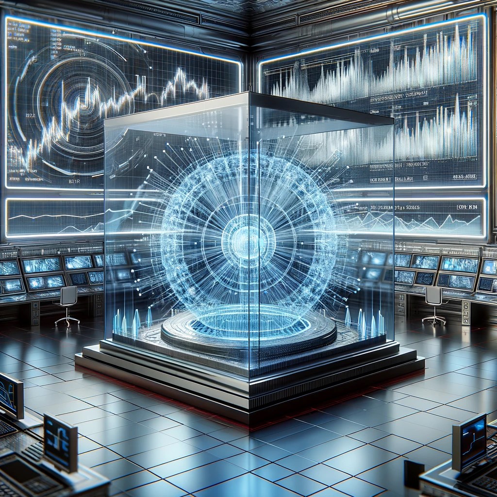 DALL·E 2024-06-04 12.24.03 - A futuristic depiction of a quantum computer in a financial institution. The scene shows a sleek, high-tech room with glowing quantum computers proces